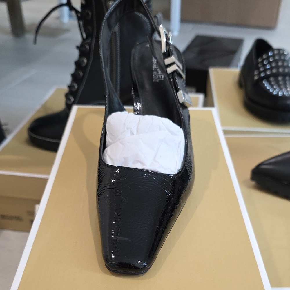 Michael Kors Black Sling Back Patent Heels